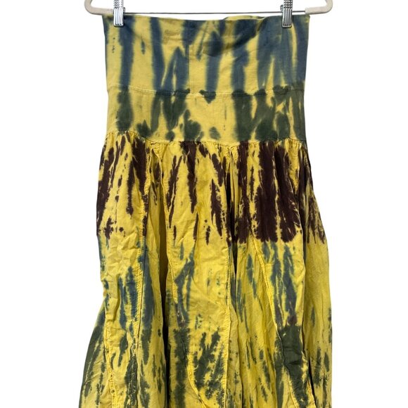 Romeo and Juliet Couture Maxi Skirt Size Large Broomstick Tie Dye Yellow Blue - Picture 2 of 7